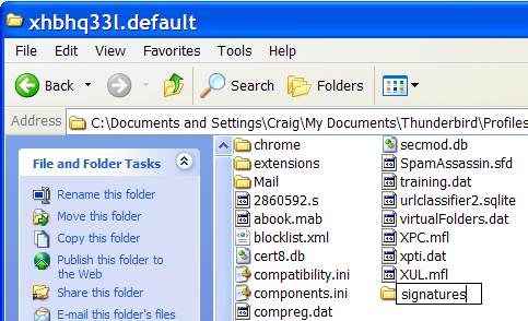 creating a signature file in Thunderbird